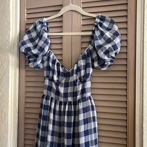 Backless Gingham Midi Dress